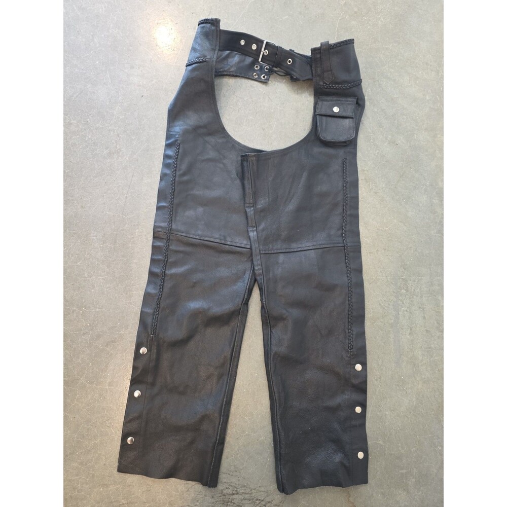 Milwaukee Leather  Black Leather Button Chaps Size Medium